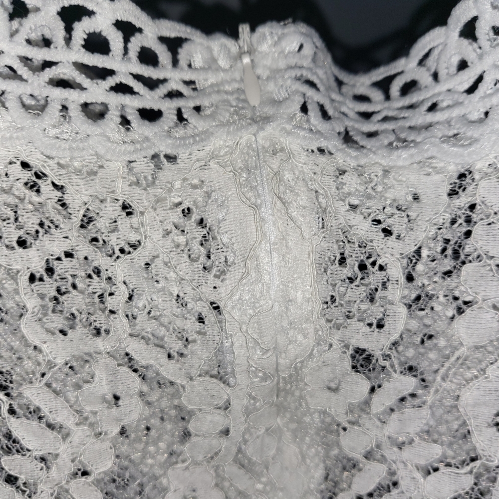 Feminine See Through White Lace Coquette Style Top Women's L - Picture 4 of 10